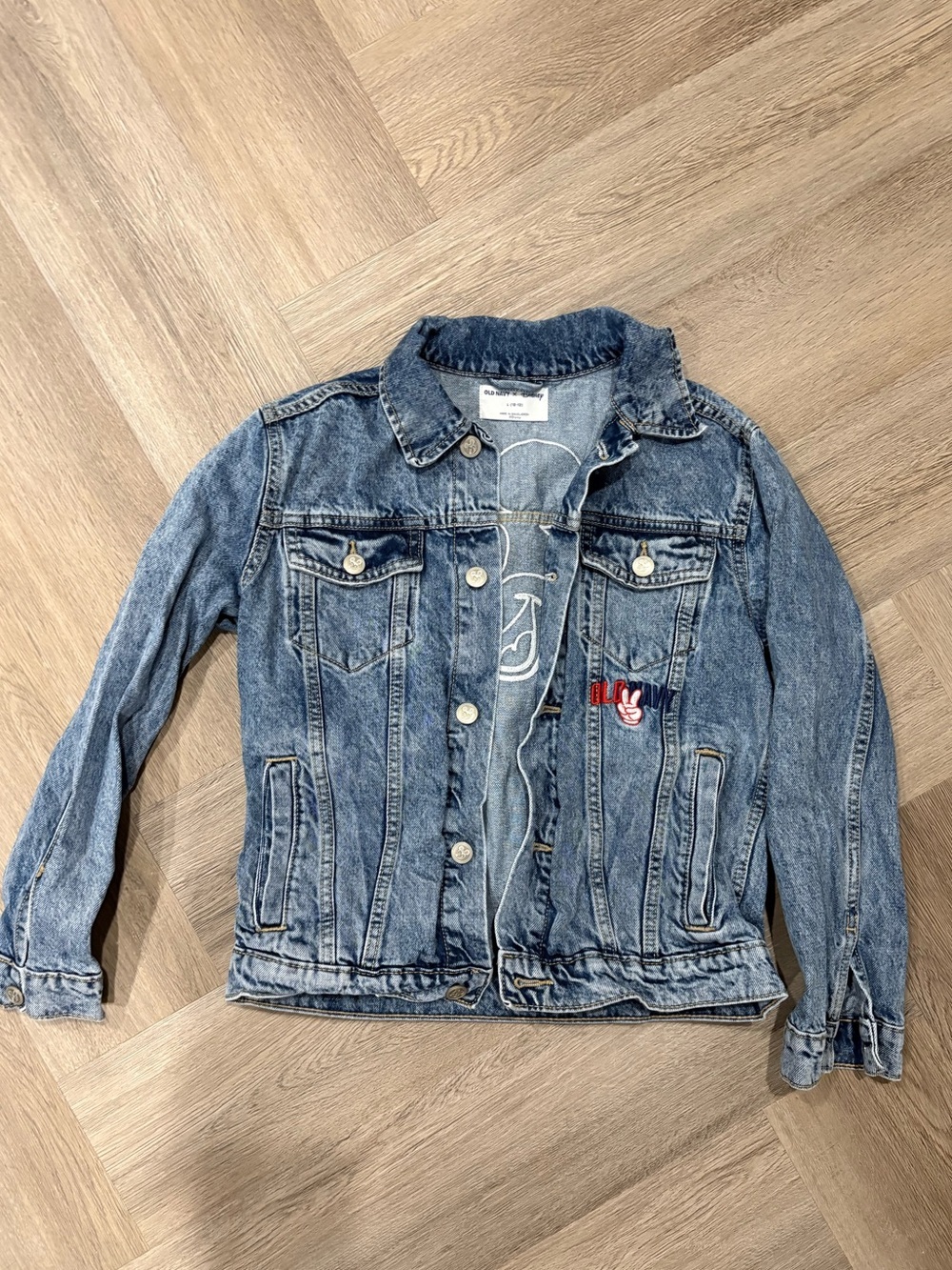 Old Navy Disney Mickey Mouse Logo Graphic Jean Trucker Jacket Kids Large